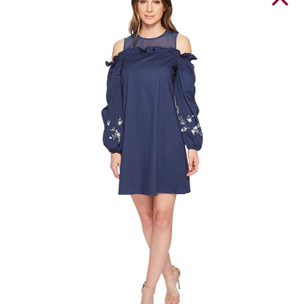 CeCe
Balloon Sleeve Ruffled Cotton Shirting Dress